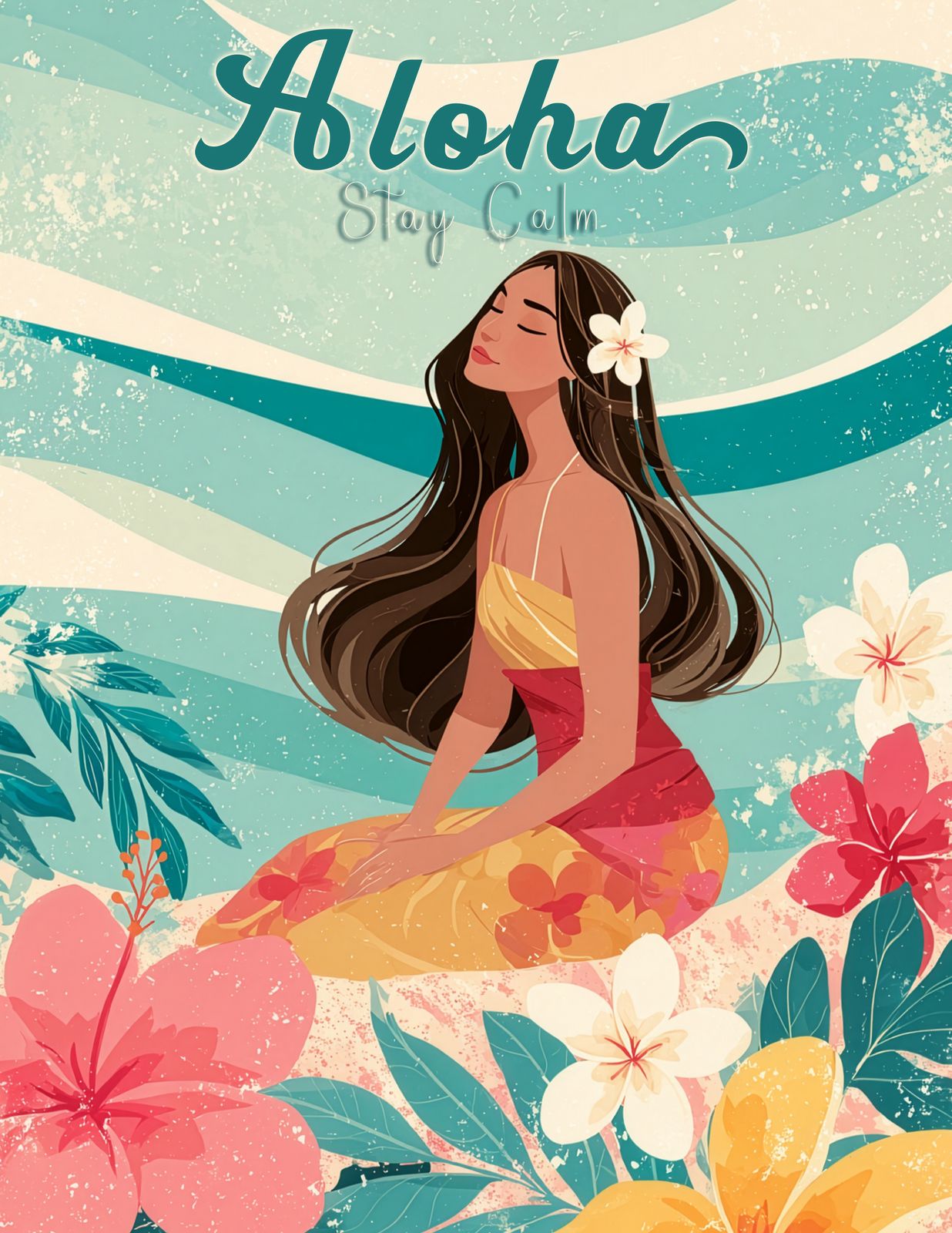 Calm Mind — Hawaiian Hula Art - Original Hawaii Art Print by Wailea Art