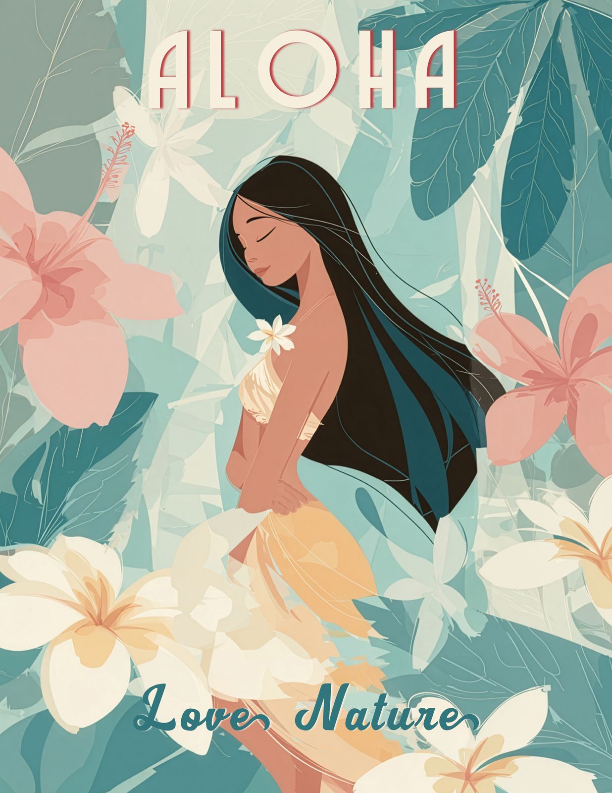 Hawaiian Serenity — Hawaiian Hula Girl Art - Original Hawaii Art Print by Wailea Art