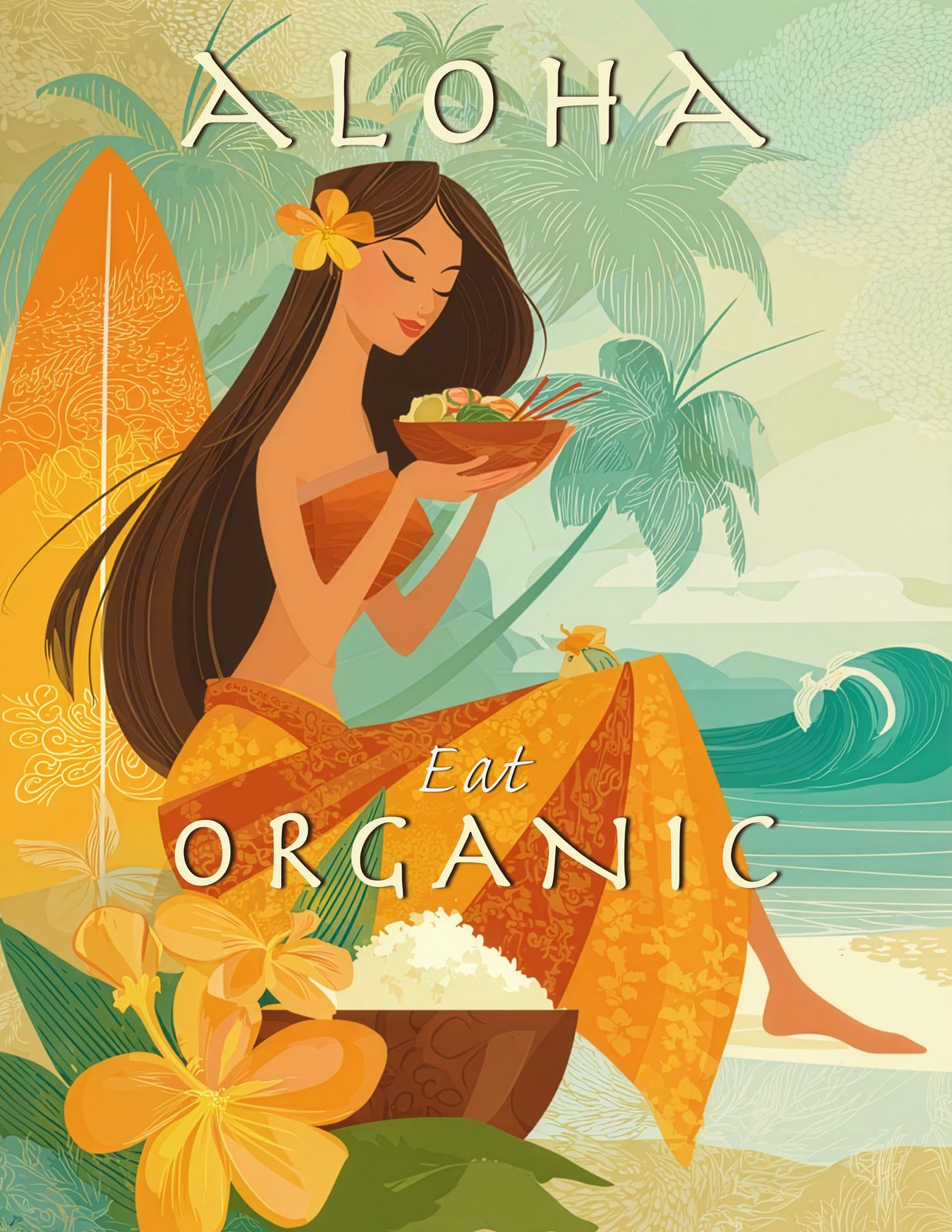 Organic Garden — Hawaiian Flower Art - Original Hawaii Art Print by Wailea Art