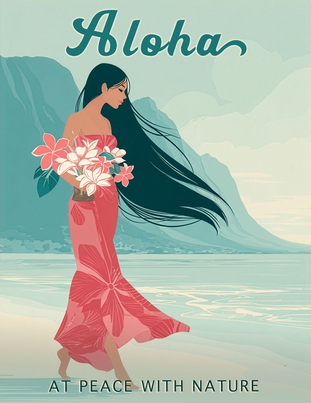 Beach Walk — Hawaiian Flower Art - Original Hawaii Art Print by Wailea Art