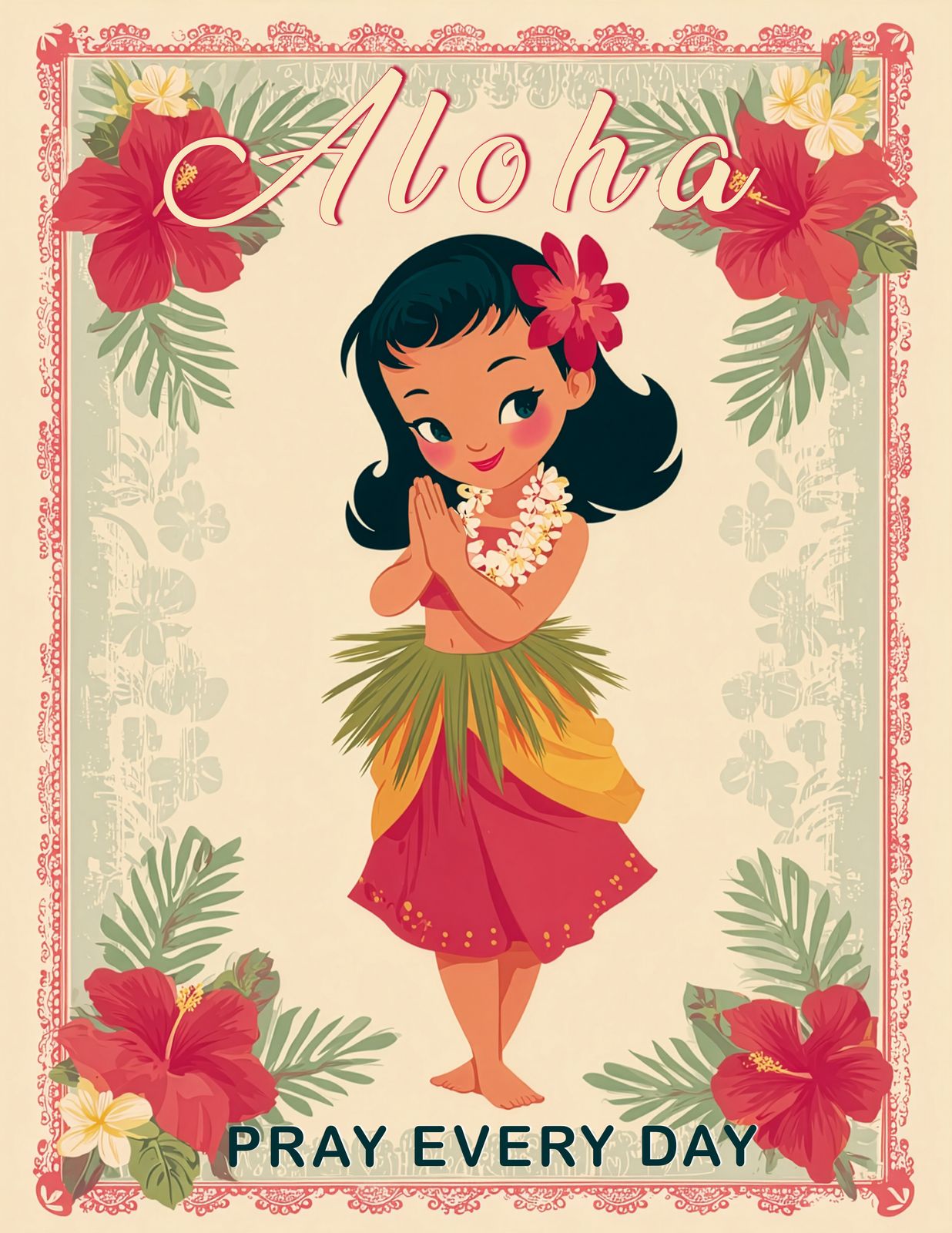 Hibiscus Prayer - Hawaii Art - Original Hawaii Art Print by Wailea Art