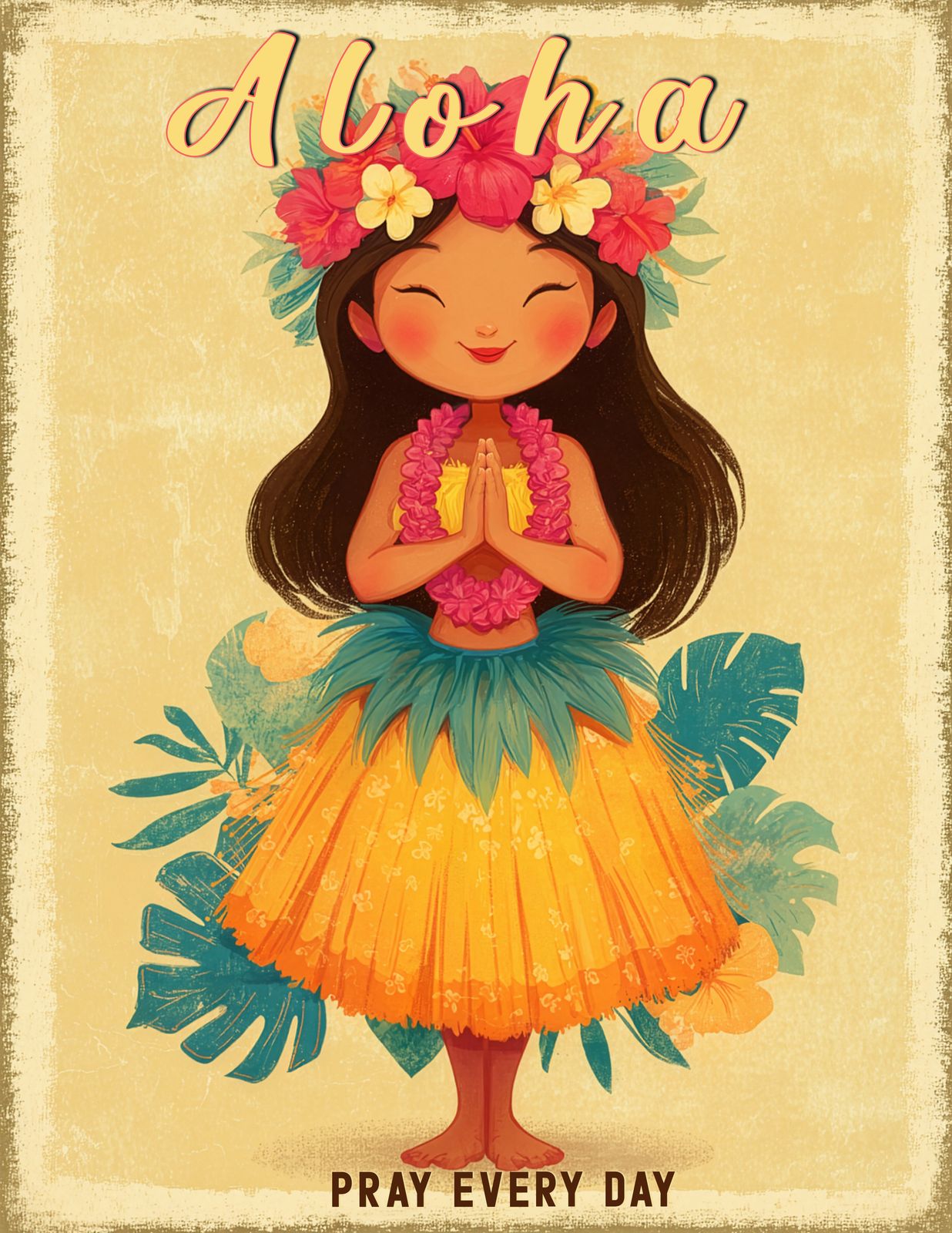 Wailea Aloha Prayer - Hawaiian Art - Original Hawaii Art Print by Wailea Art