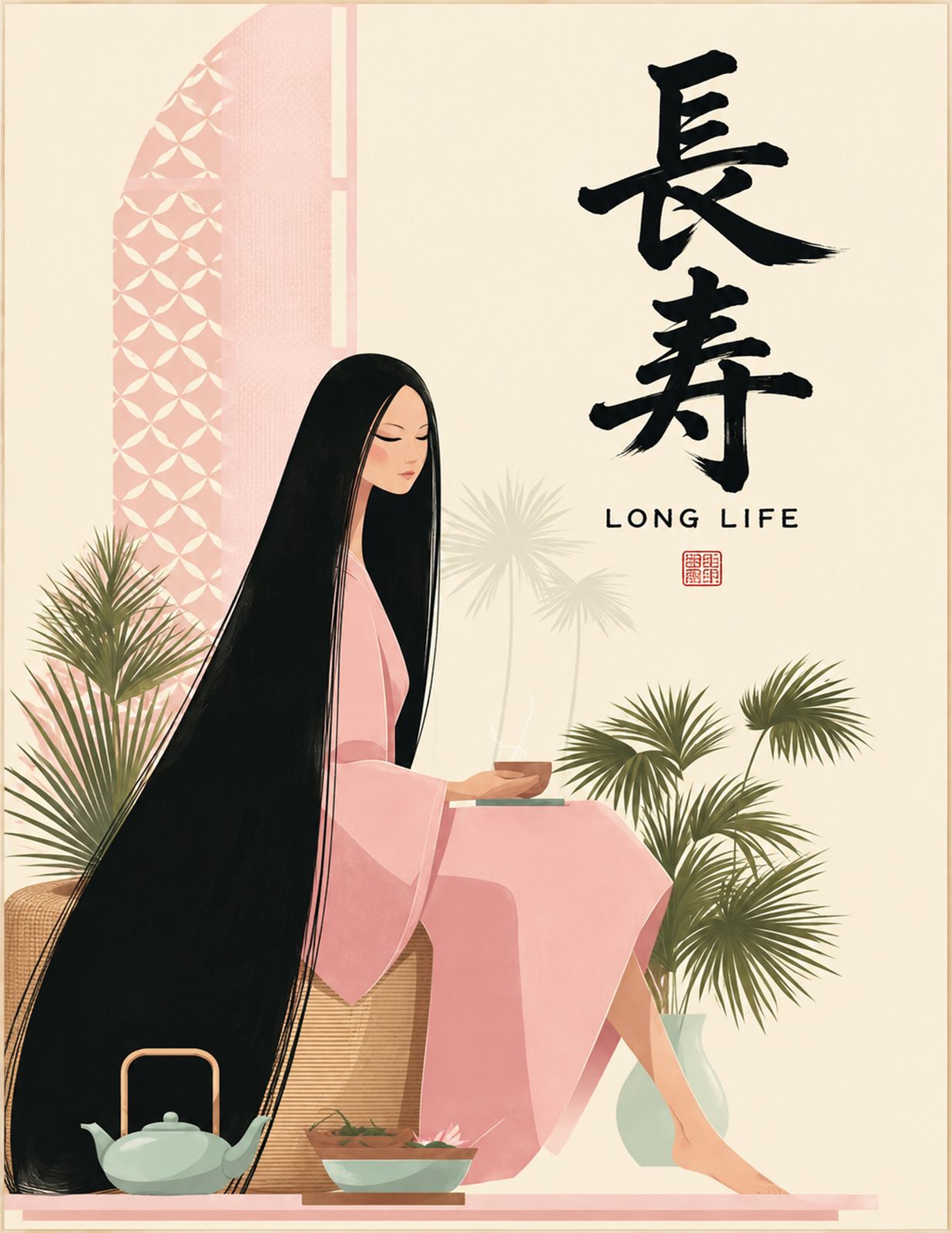 LONG LIFE | Live gently. Live fully. - Original Hawaii Art Print by Wailea Art