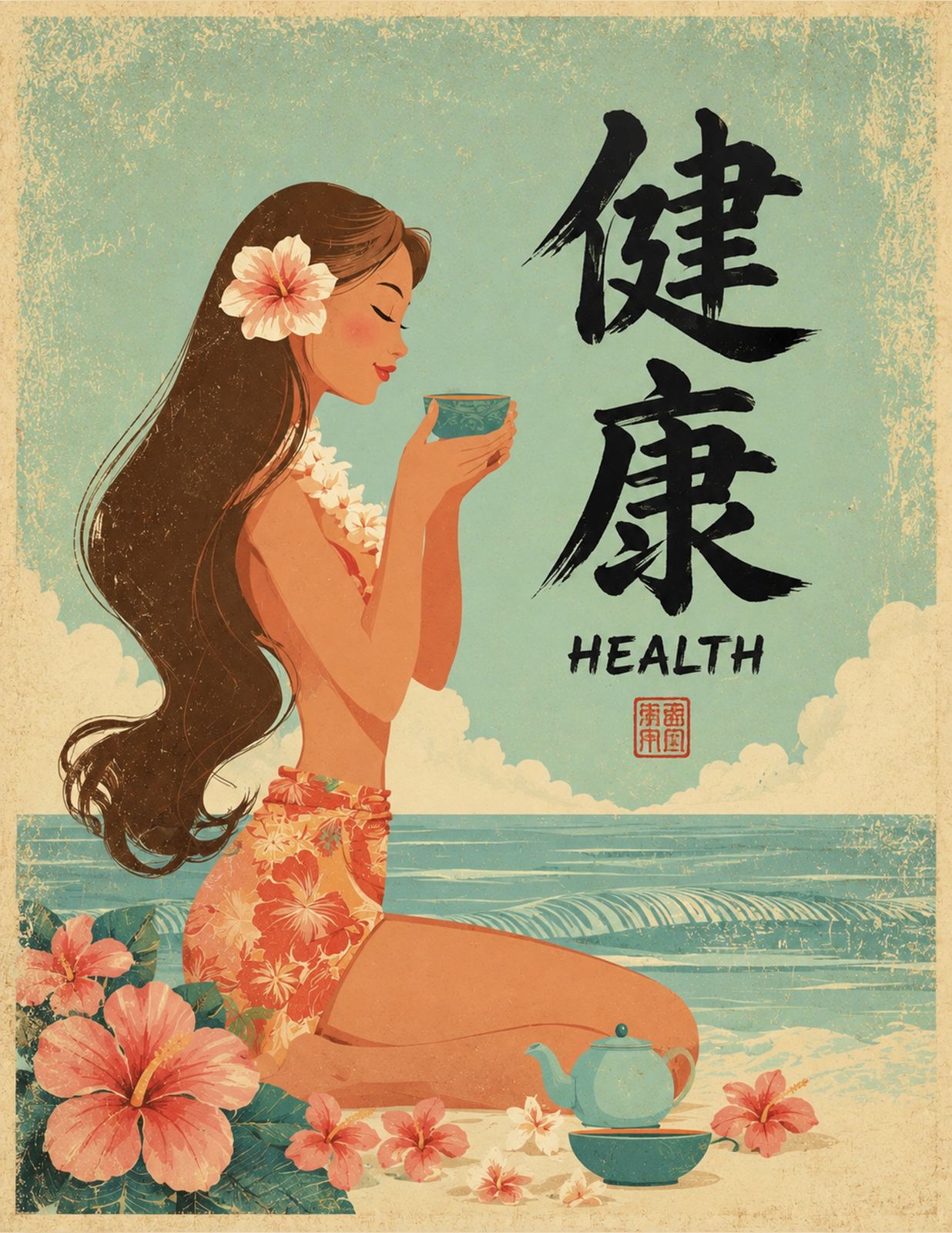 ISLAND WELLNESS | Nourish body. Calm mind. - Original Hawaii Art Print by Wailea Art
