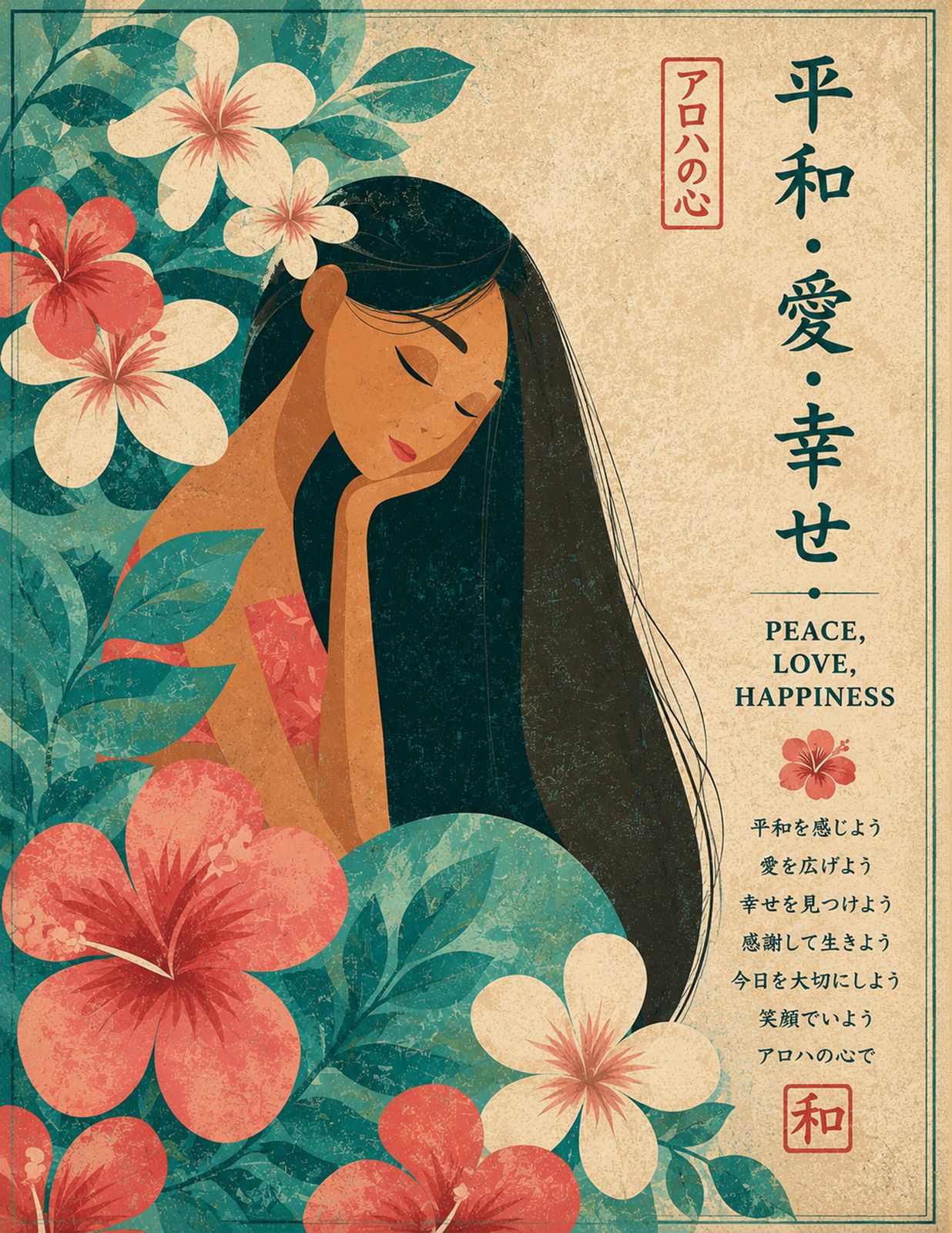 Island Serenity | Peace, Love & Happiness - Original Hawaii Art Print by Wailea Art
