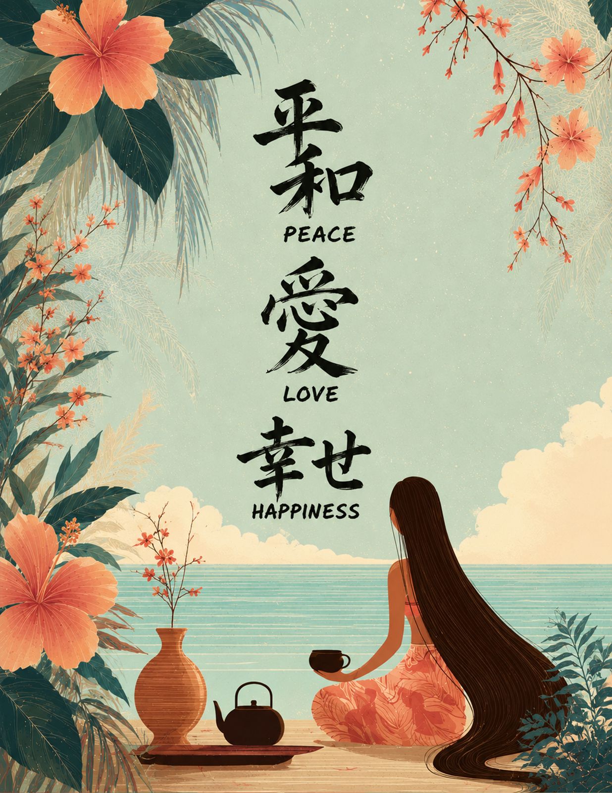 Aloha Serenity | Peace, Love & Happiness - Original Hawaii Art Print by Wailea Art