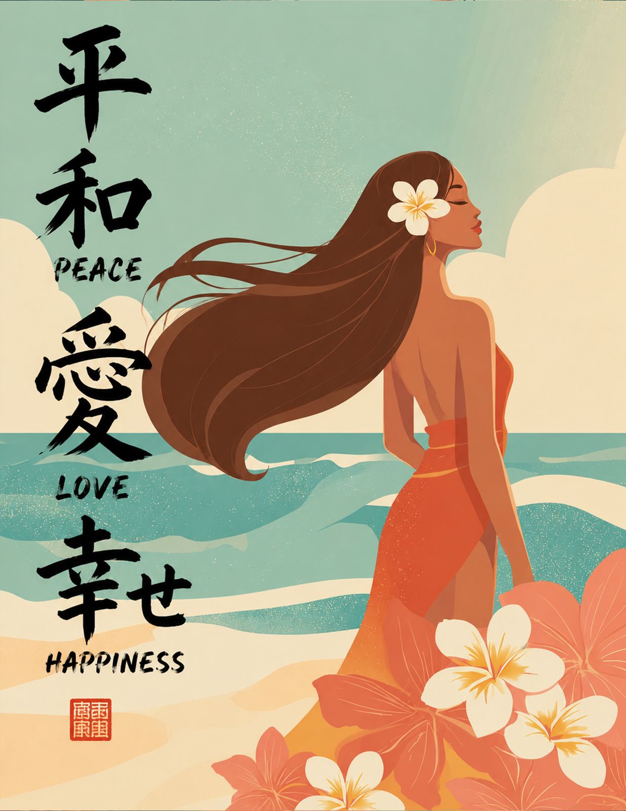 Island Peace. | Peace, Love & Happiness - Original Hawaii Art Print by Wailea Art