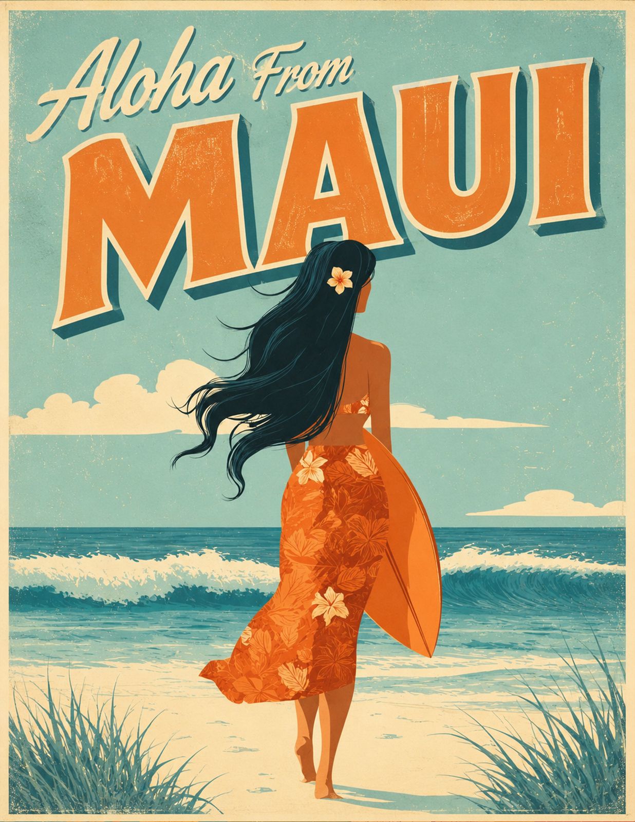 ISLAND BREEZE  |  A Vintage Maui Morning by the Sea - Original Hawaii Art Print by Wailea Art
